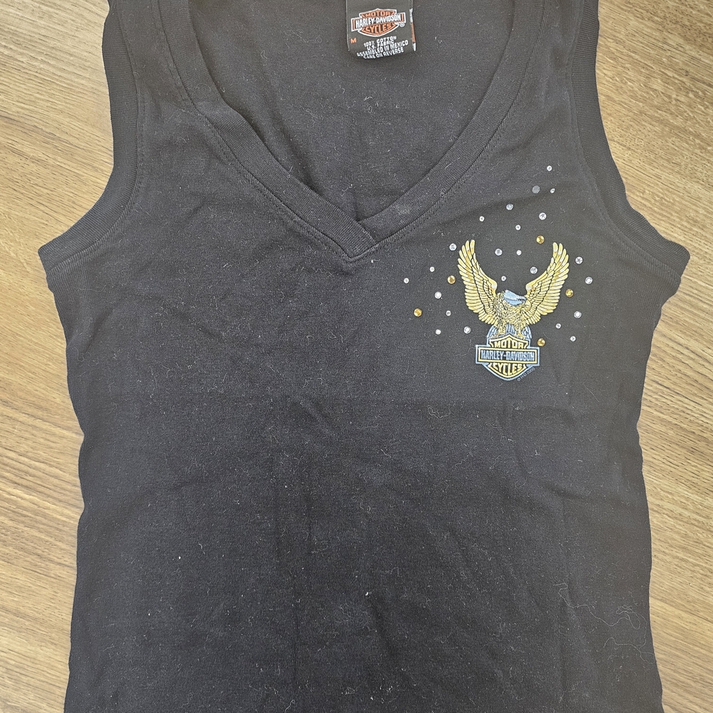 Harley-Davidson Black V-Neck Tank with Eagle Emblem